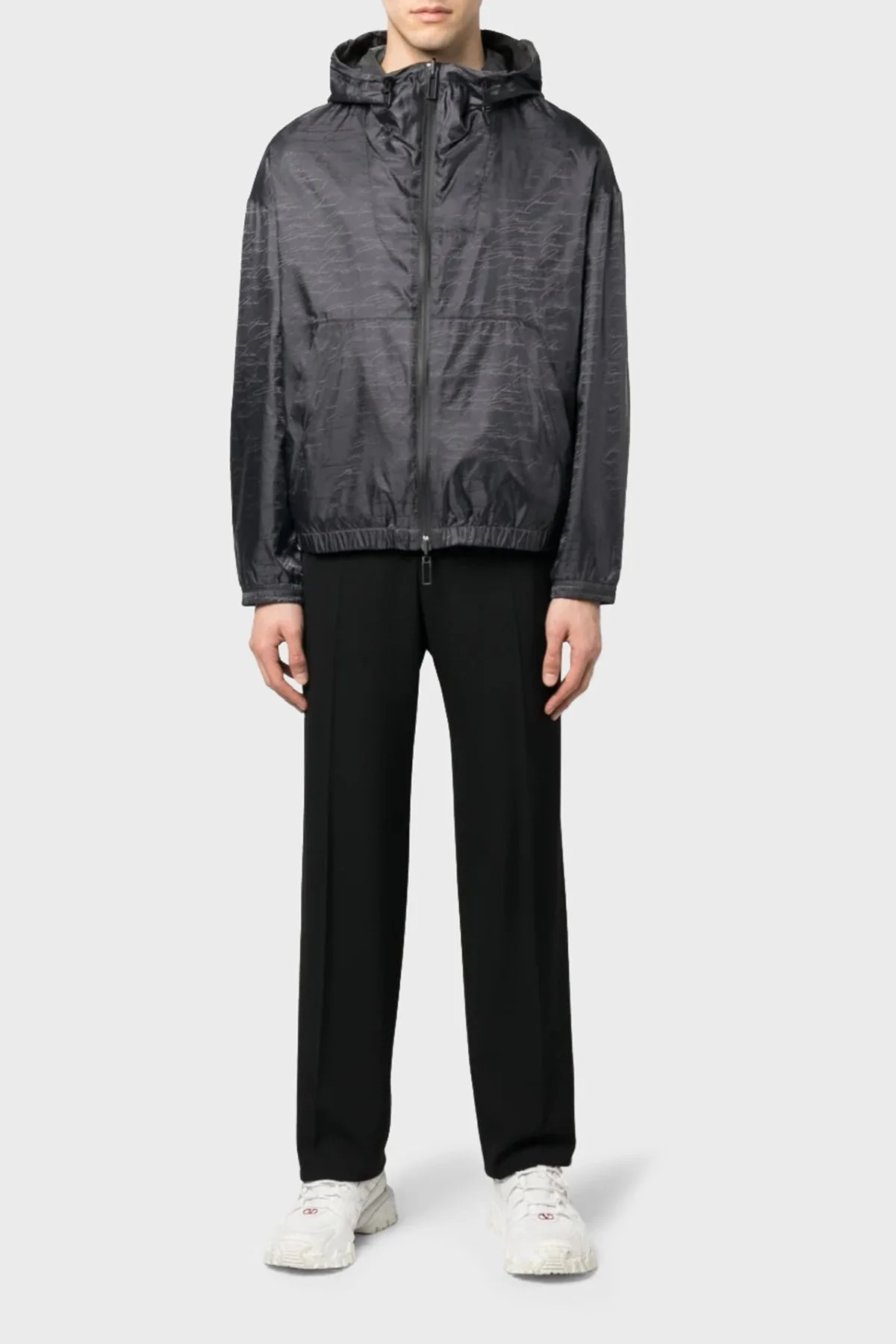 Emporio Armani Tamamı Logo Baskılı Kapüşonlu Regular Fit Erkek Mont 3R1BQ9 1NVSZ F073 SİYAH - 3