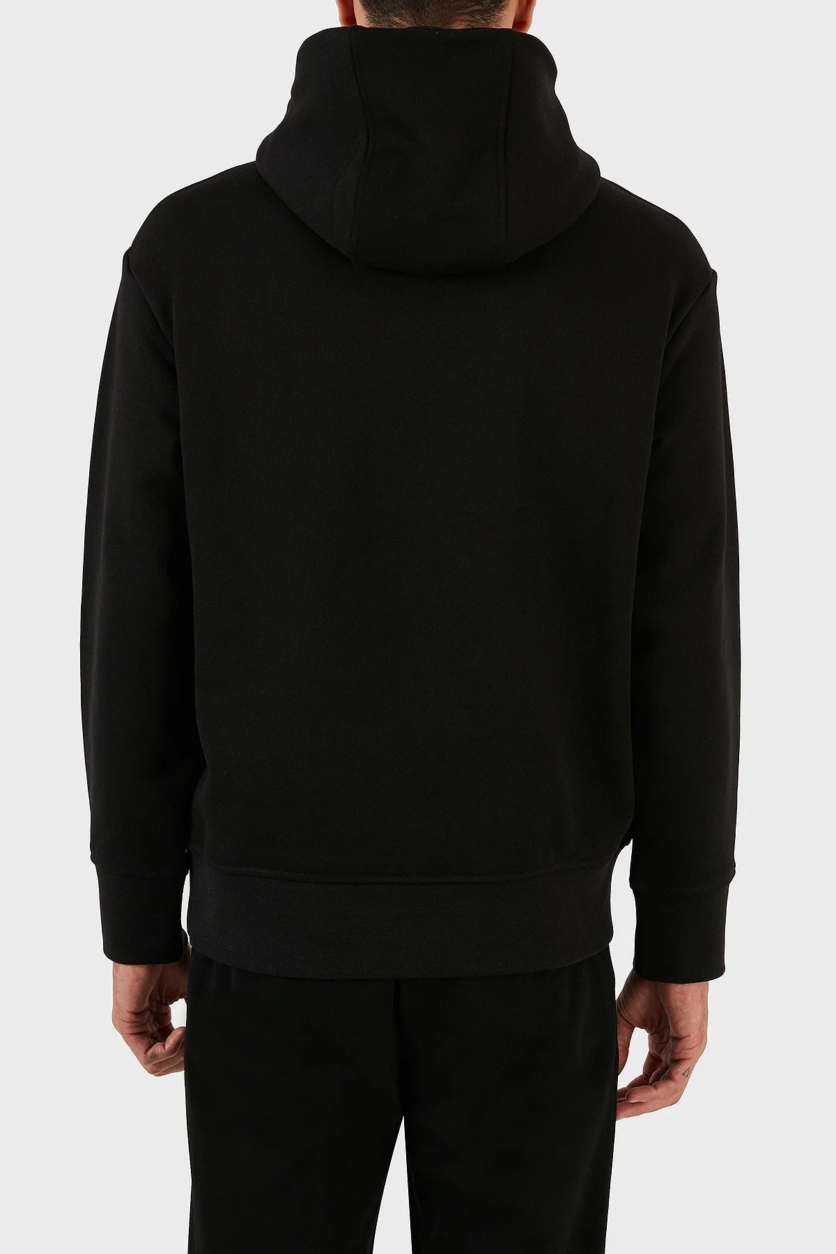 Emporio Armani Tamamı Logo Kabartmalı % 100 Pamuk Kapüşonlu Regular Fit Erkek Sweat 6R1MCR 1JWPZ 0999 SİYAH - 2