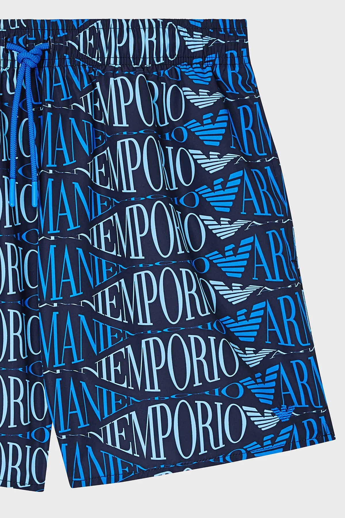 Emporio Armani Tamamı Logolu Bağlamalı Erkek Mayo Short EM000583 AF20442 FB335 SİYAH-SAKS - 4