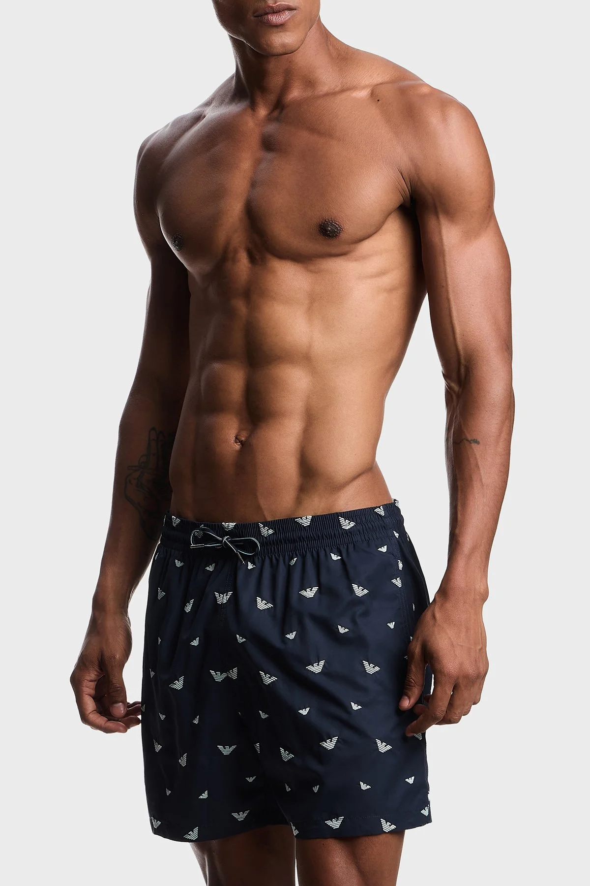 Emporio Armani Tamamı Logolu Bağlamalı Erkek Mayo Short EM000583 AF20444 FB198 LACİVERT - 1