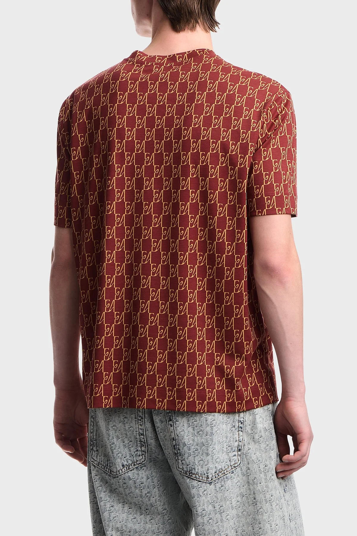 Emporio Armani Tamamı Logolu Bisiklet Yaka Erkek T Shirt EM006812 AF10017 F5094 Bordo - 3