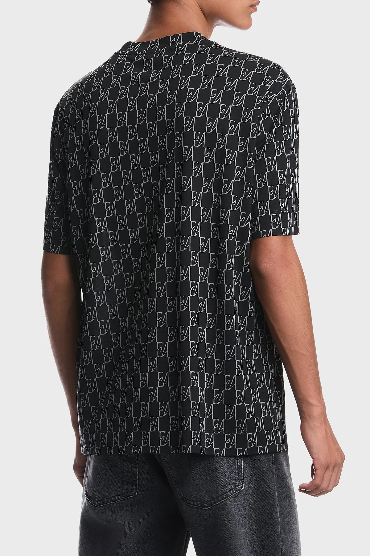 Emporio Armani Tamamı Logolu Bisiklet Yaka Erkek T Shirt EM006812 AF10017 FB562 Lacivert - 3
