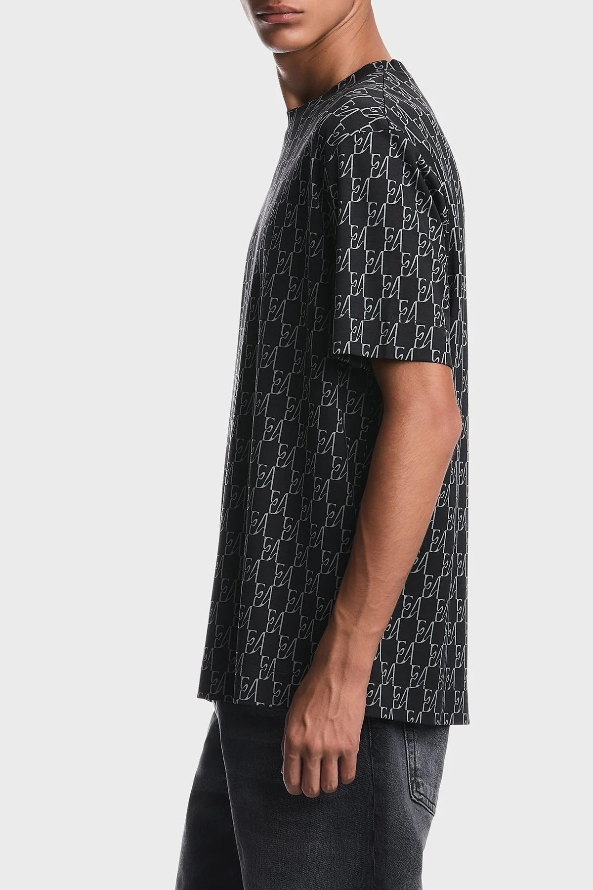 Emporio Armani Tamamı Logolu Bisiklet Yaka Erkek T Shirt EM006812 AF10017 FB562 Lacivert - 4