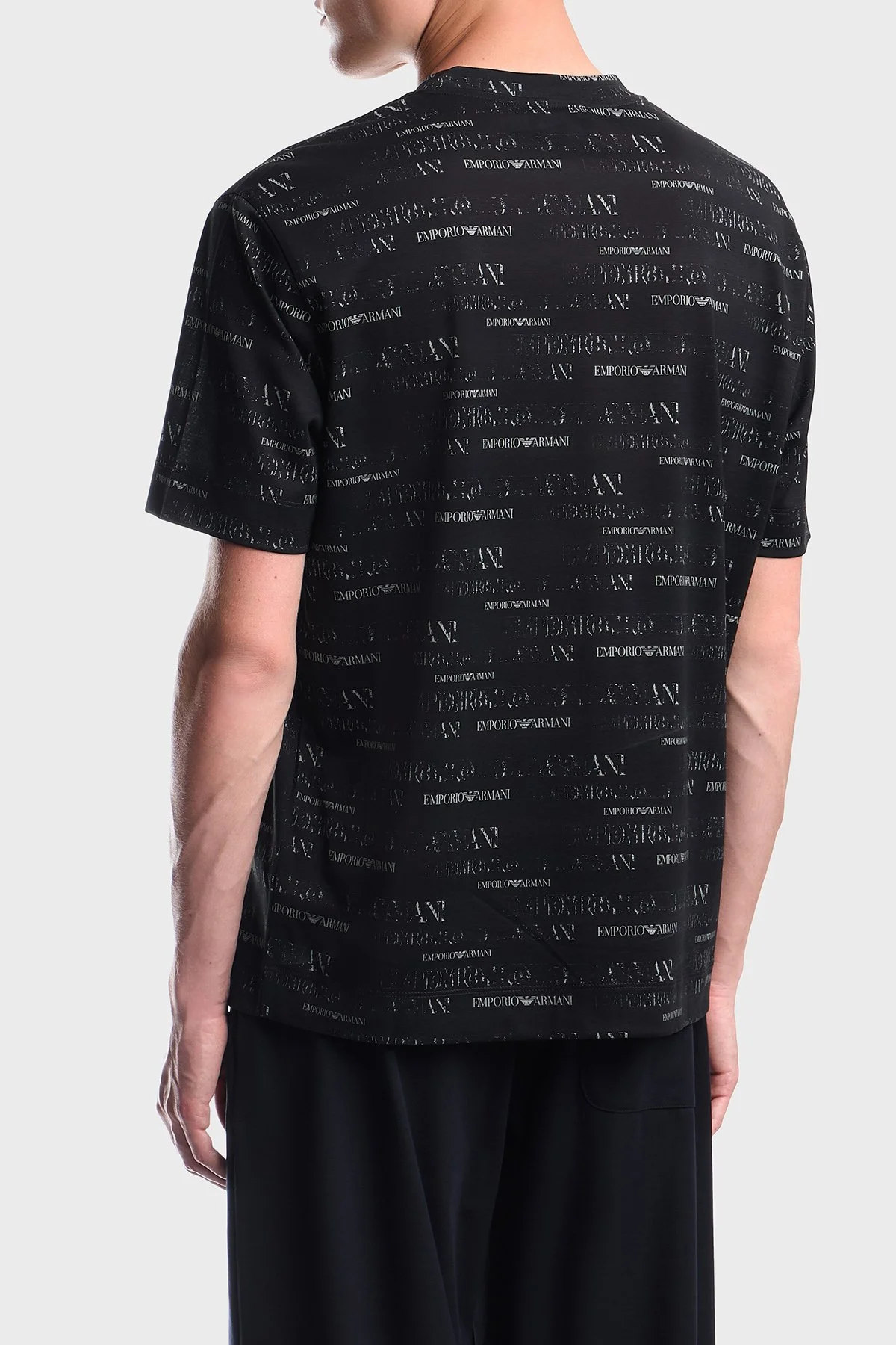 Emporio Armani Tamamı Logolu Bisiklet Yaka Erkek T Shirt EM006812 AF10017 FB563 Lacivert - 3