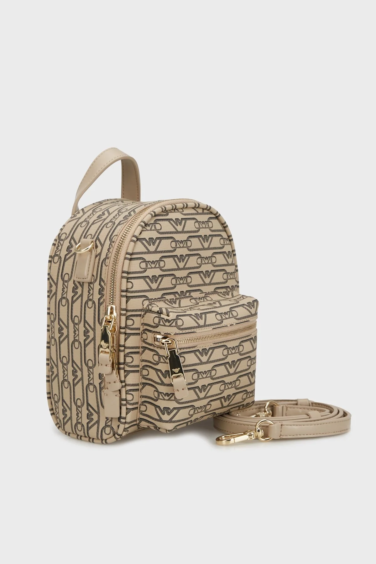 Emporio Armani Tamamı Logolu Çıkarılabilir Askılı Bayan Çanta EW000358 AF11951 F1074 EKRU-SİYAH - 3