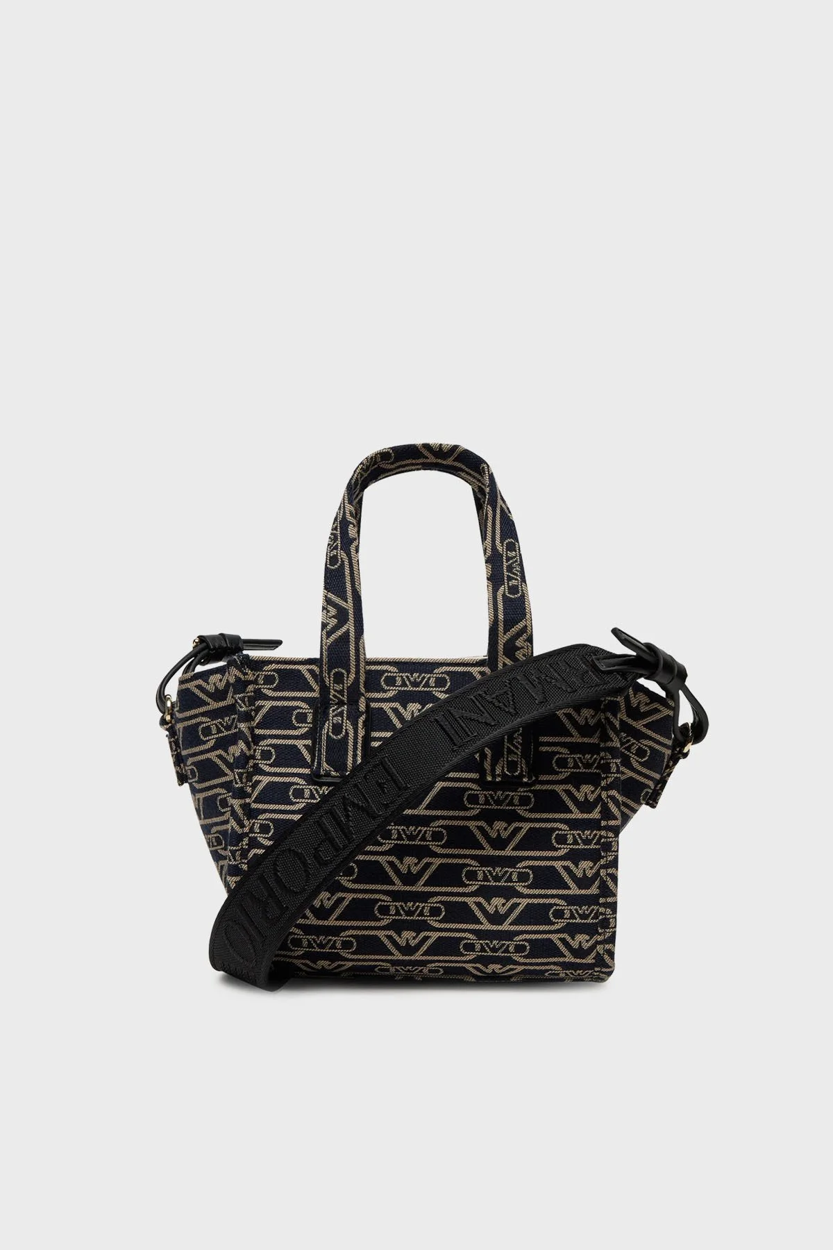 Emporio Armani Tamamı Logolu Çıkarılabilir Askılı Kadın Çanta EW000371 AF12993 FB237 EKRU-LACİVERT - 2