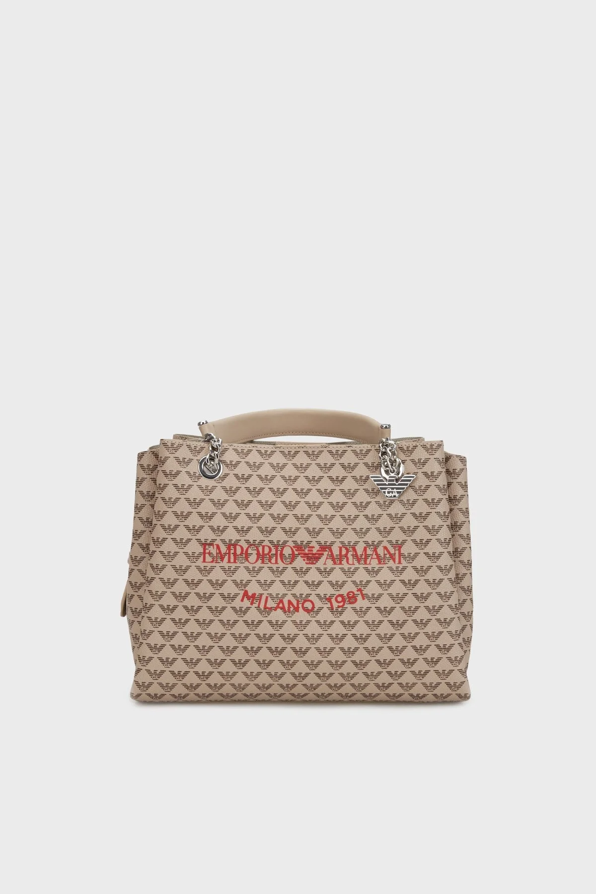 Emporio Armani Tamamı Logolu Çıkarılabilir Askılı Bayan Çanta Y3D159 YWS0E F1075 EKRU - 5