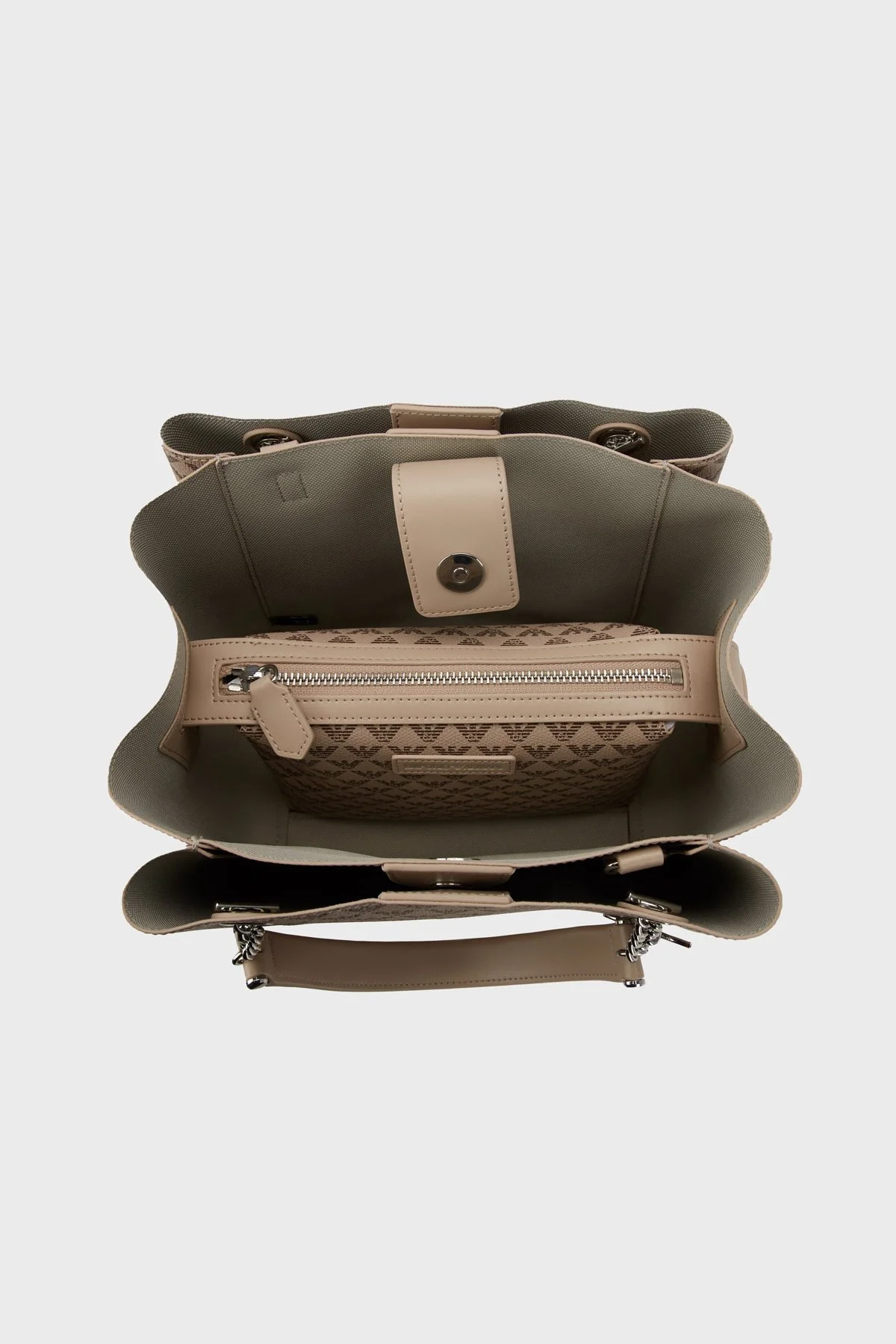 Emporio Armani Tamamı Logolu Çıkarılabilir Askılı Bayan Çanta Y3D159 YWS0E F1075 EKRU - 8