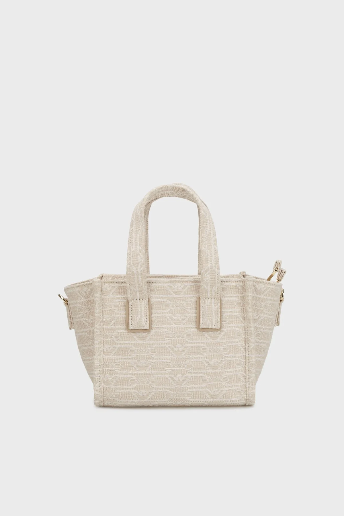 Emporio Armani Tamamı Logolu Çıkarılabilir Askılı Kanvas Bayan Çanta EW000371 AF12993 F1073 KREM - 2