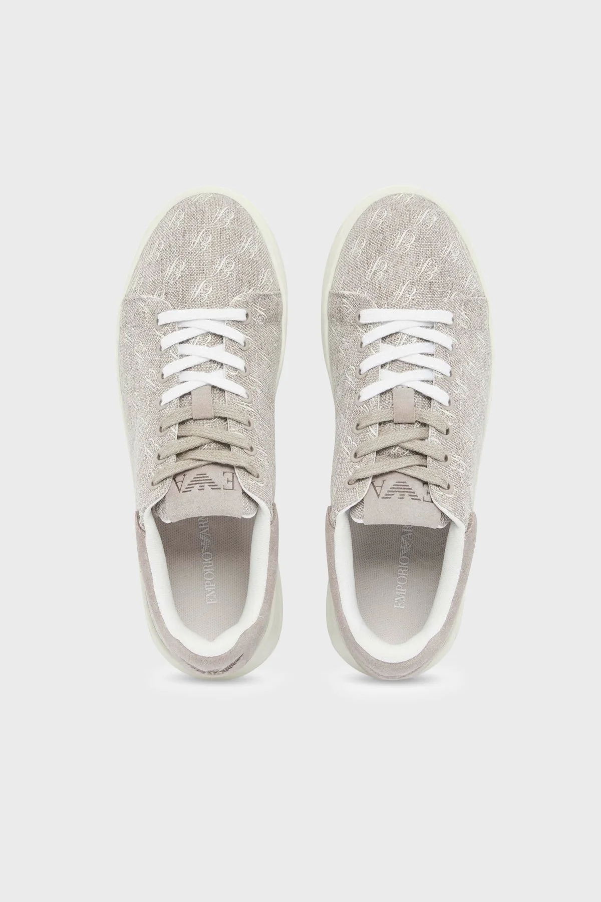 Emporio Armani Tamamı Logolu Kanvas Sneaker Kadın Ayakkabı EW003997 AF23350 U6154 GRİ - 4
