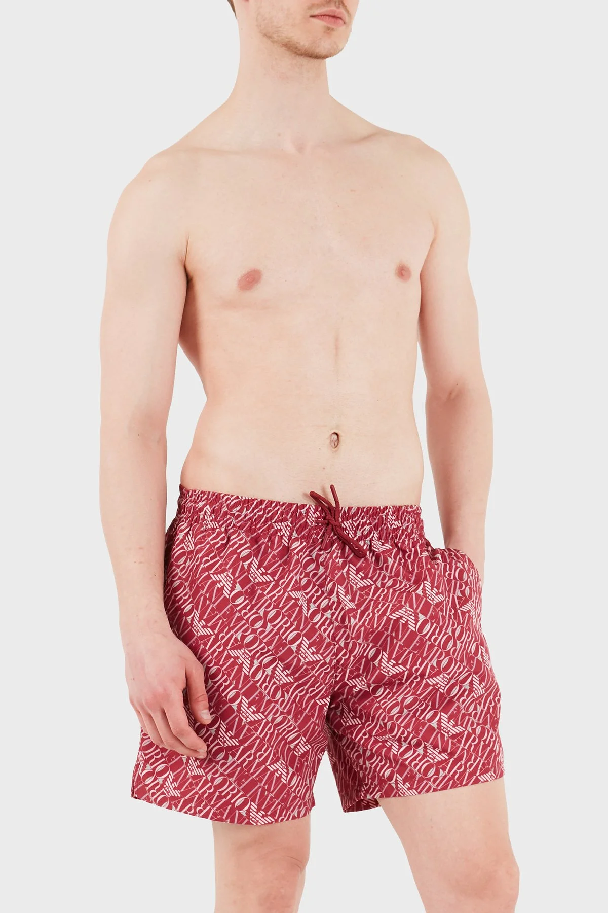 Emporio Armani Tamamı Logolu Mayo Short Erkek Deniz Şortu EM000688 AF20442 F5034 BORDO - 2