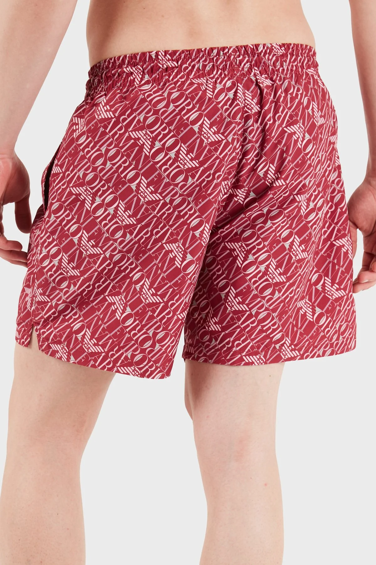 Emporio Armani Tamamı Logolu Mayo Short Erkek Deniz Şortu EM000688 AF20442 F5034 BORDO - 3