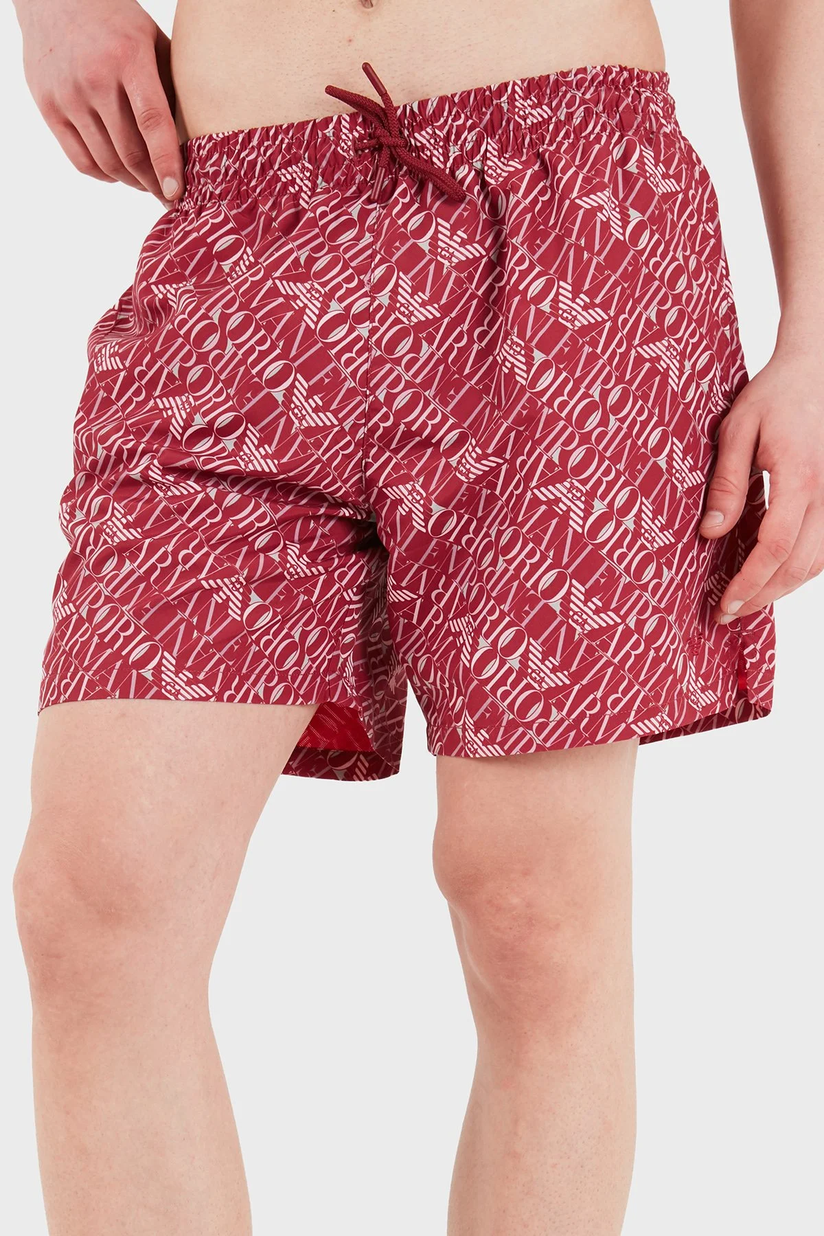 Emporio Armani Tamamı Logolu Mayo Short Erkek Deniz Şortu EM000688 AF20442 F5034 BORDO - 4
