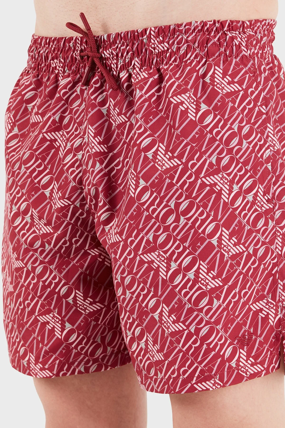 Emporio Armani Tamamı Logolu Mayo Short Erkek Deniz Şortu EM000688 AF20442 F5034 BORDO - 5