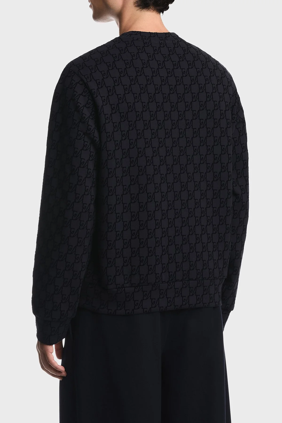 Emporio Armani Tamamı Logolu Pamuklu Bisiklet Yaka Erkek Sweat EM006874 AF10013 FB569 Lacivert - 3