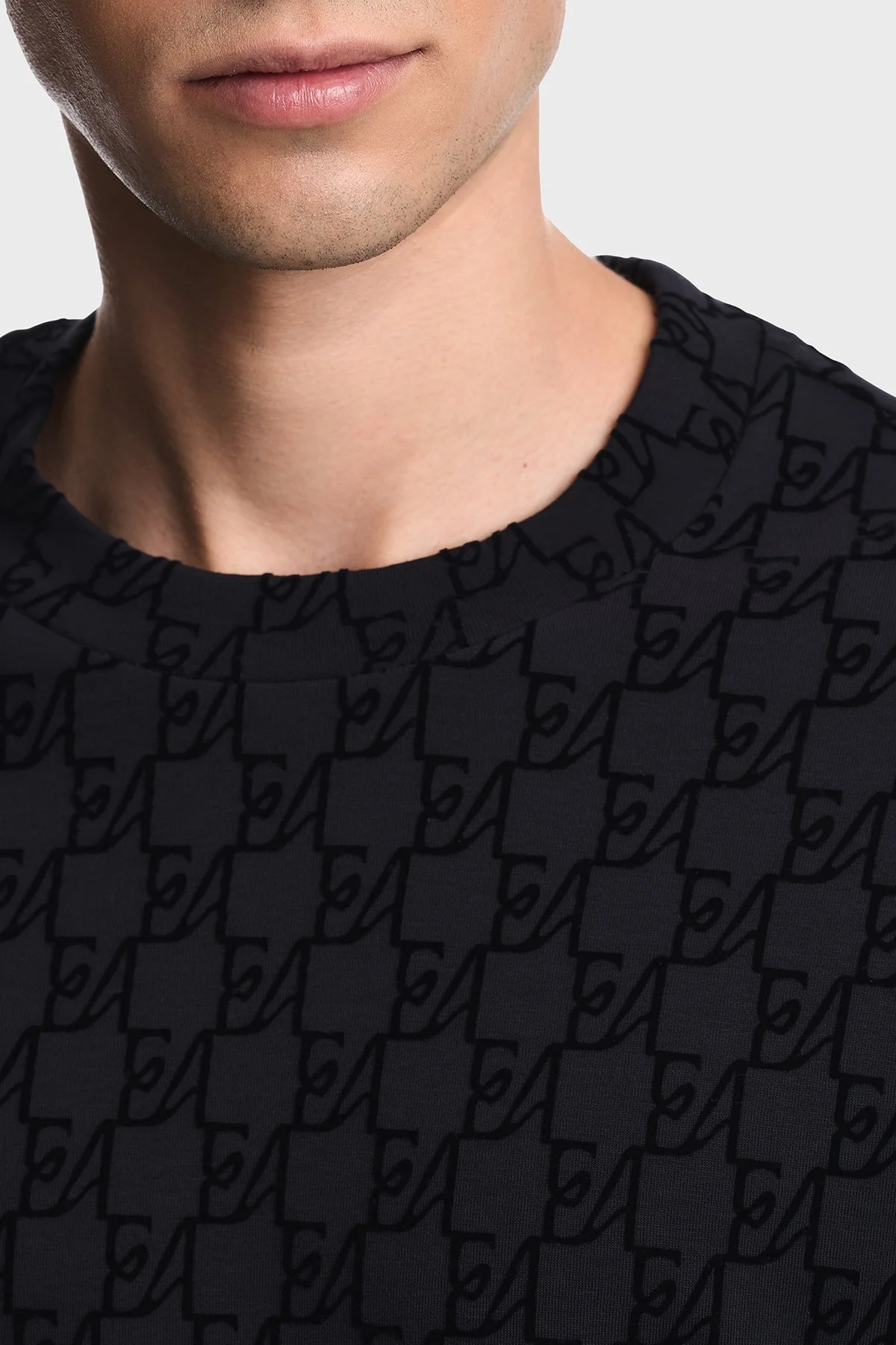 Emporio Armani Tamamı Logolu Pamuklu Bisiklet Yaka Erkek Sweat EM006874 AF10013 FB569 Lacivert - 4
