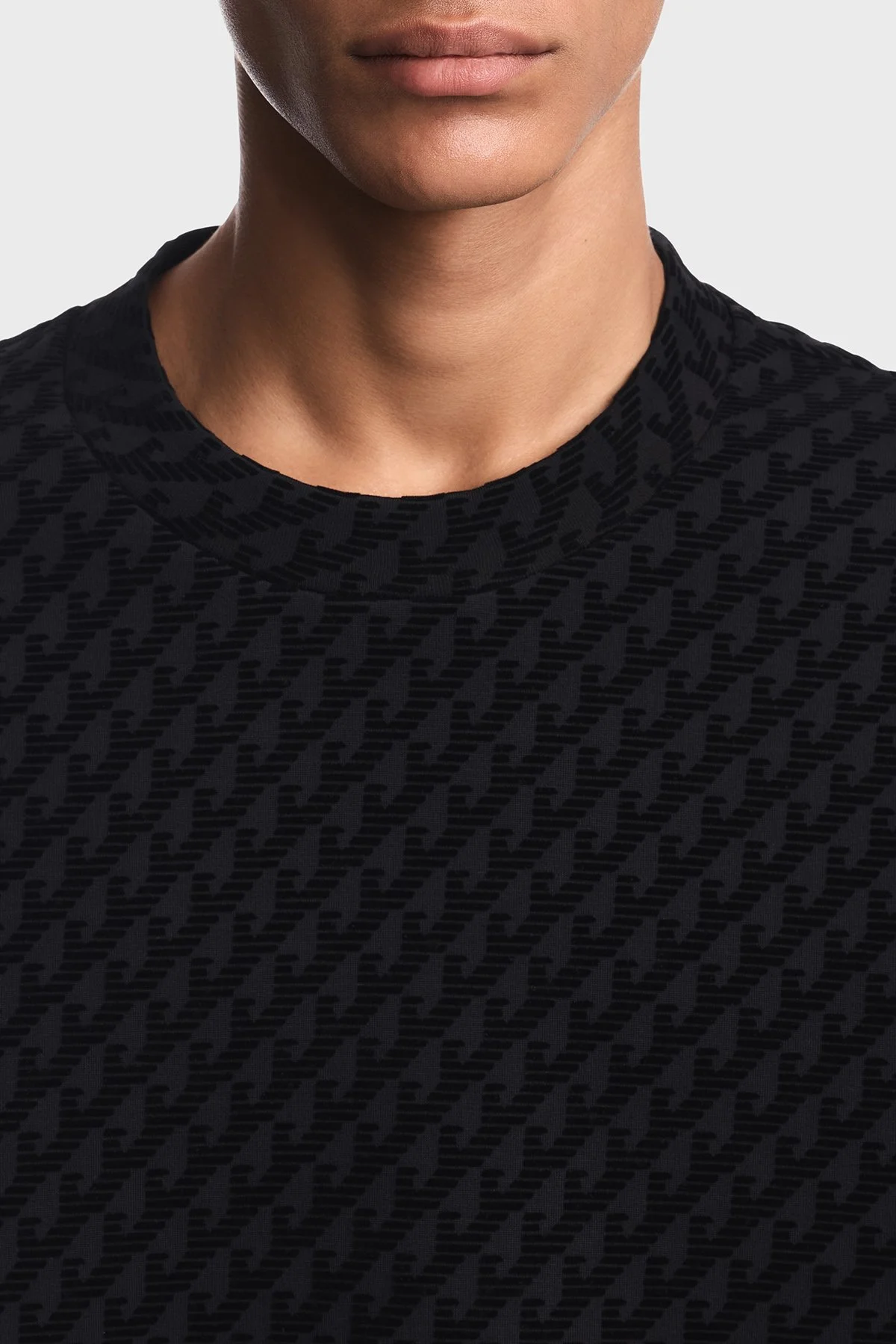 Emporio Armani Tamamı Logolu Pamuklu Bisiklet Yaka Erkek Sweat EM006874 AF10013 FC375 Siyah - 4