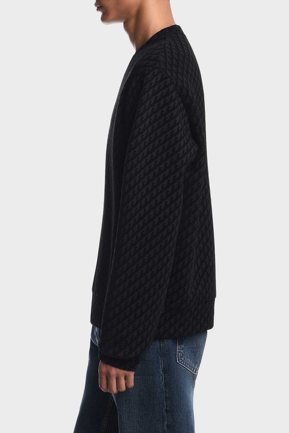 Emporio Armani Tamamı Logolu Pamuklu Bisiklet Yaka Erkek Sweat EM006874 AF10013 FC375 Siyah - 5