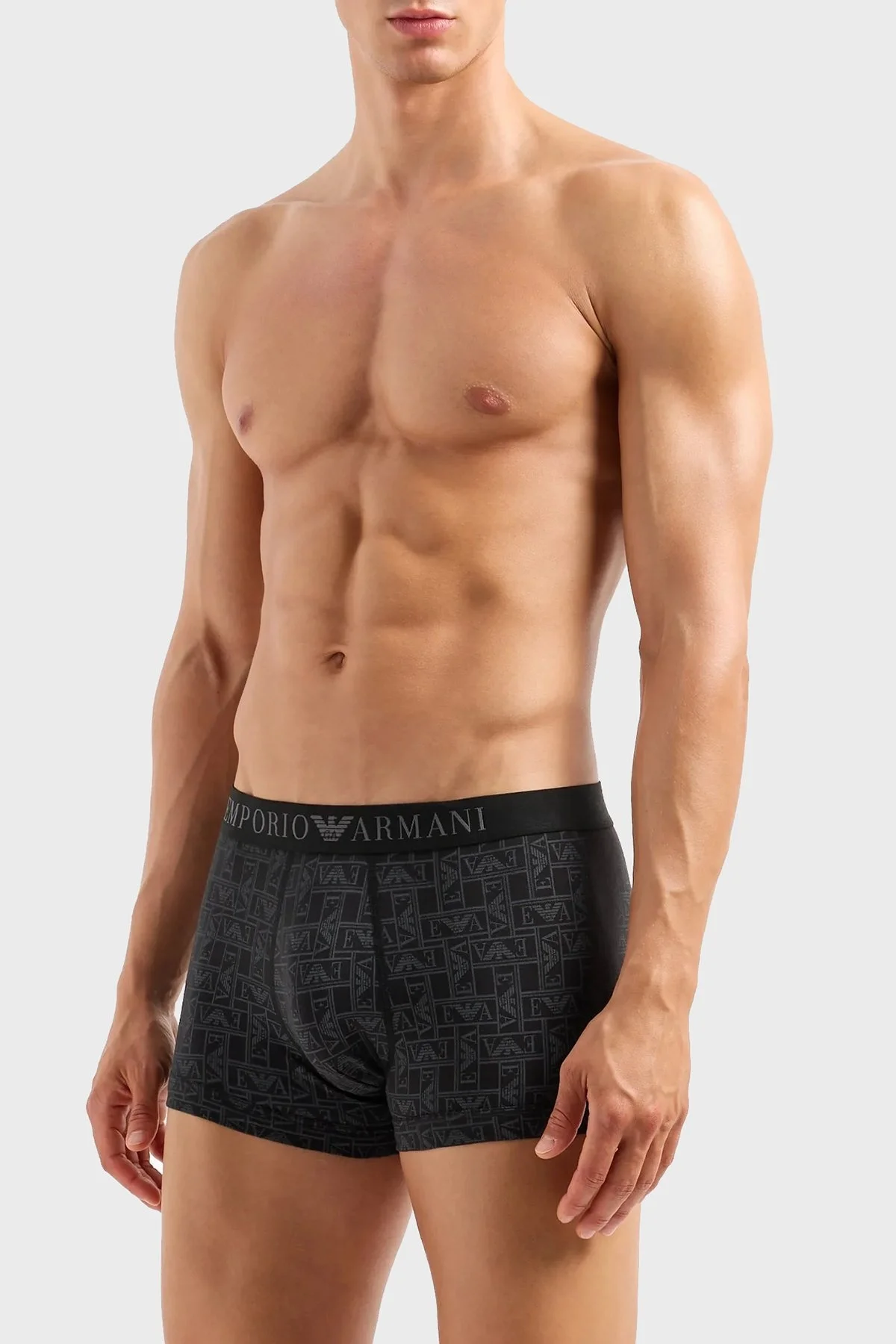 Emporio Armani Tamamı Logolu Pamuklu Esnek Erkek Boxer 111389 3F506 29221 SİYAH - 2