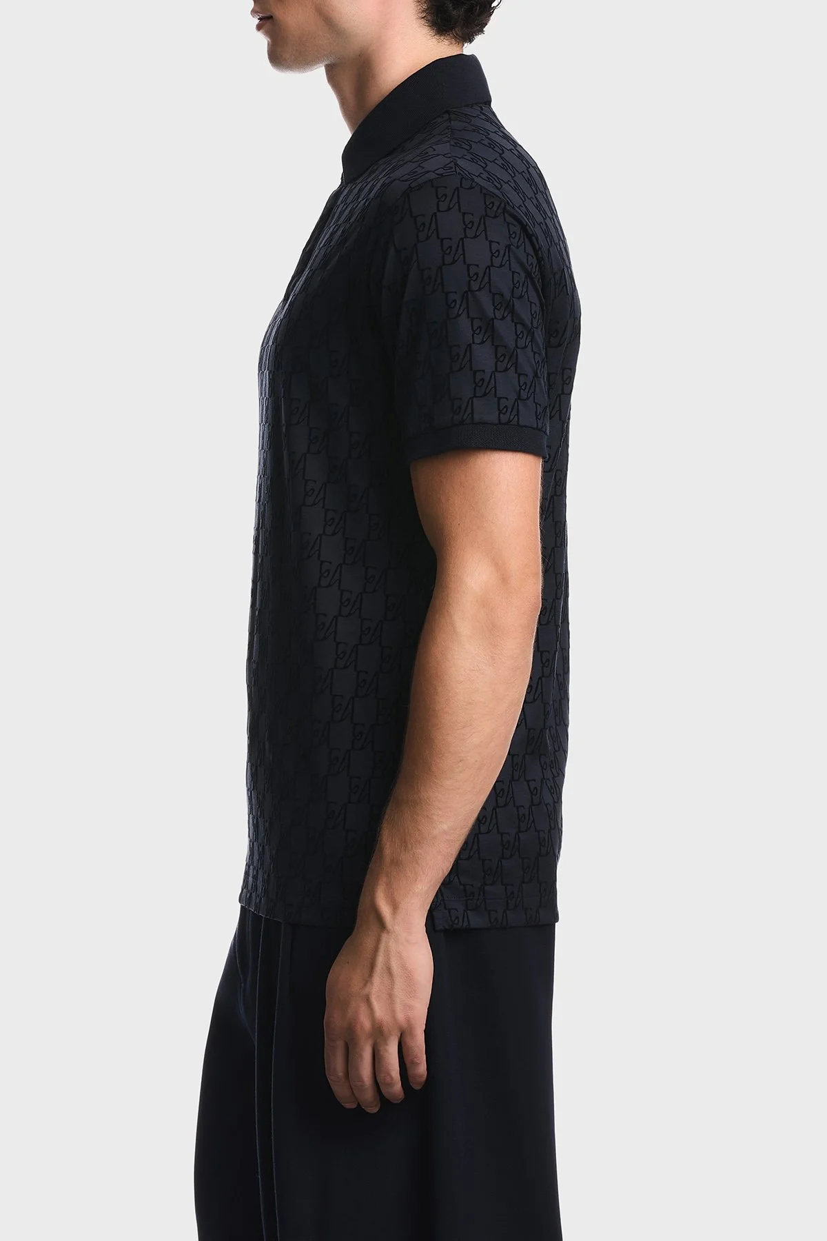 Emporio Armani Tamamı Logolu Pamuklu Regular Fit Erkek Polo EM007339 AF10017 FB569 Lacivert - 4