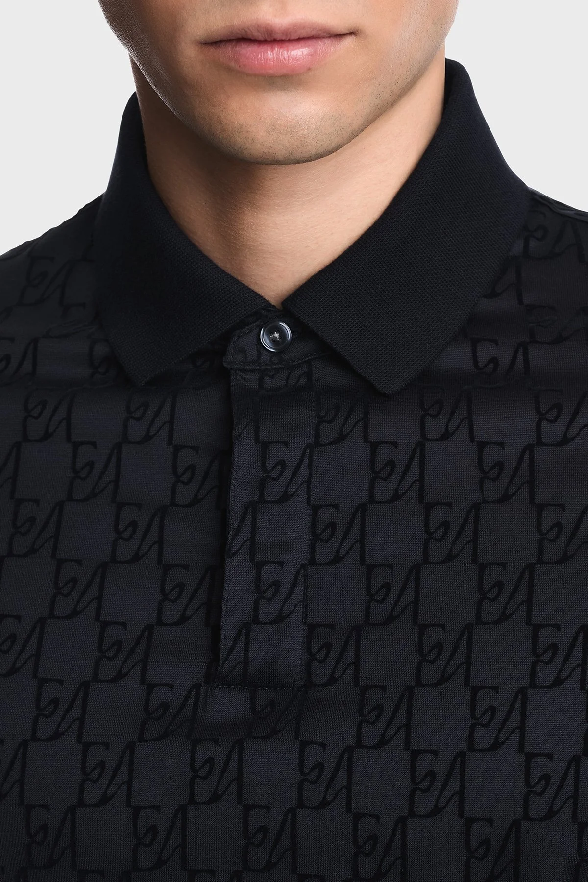 Emporio Armani Tamamı Logolu Pamuklu Regular Fit Erkek Polo EM007339 AF10017 FB569 Lacivert - 7