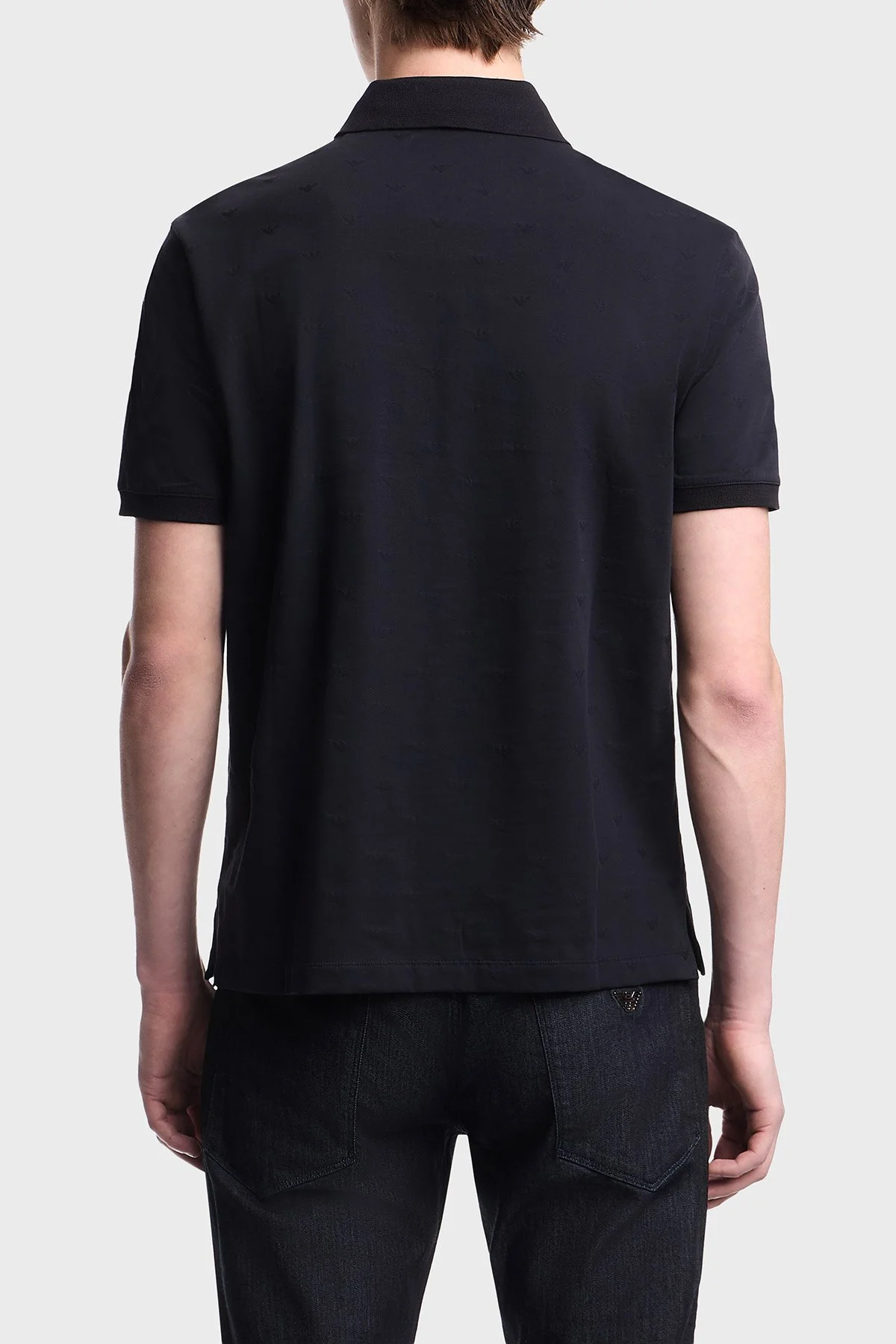 Emporio Armani Tamamı Logolu Pamuklu Slim Fit Düğmeli Erkek Polo EM004912 AF10762 FB469 LACİVERT - 3