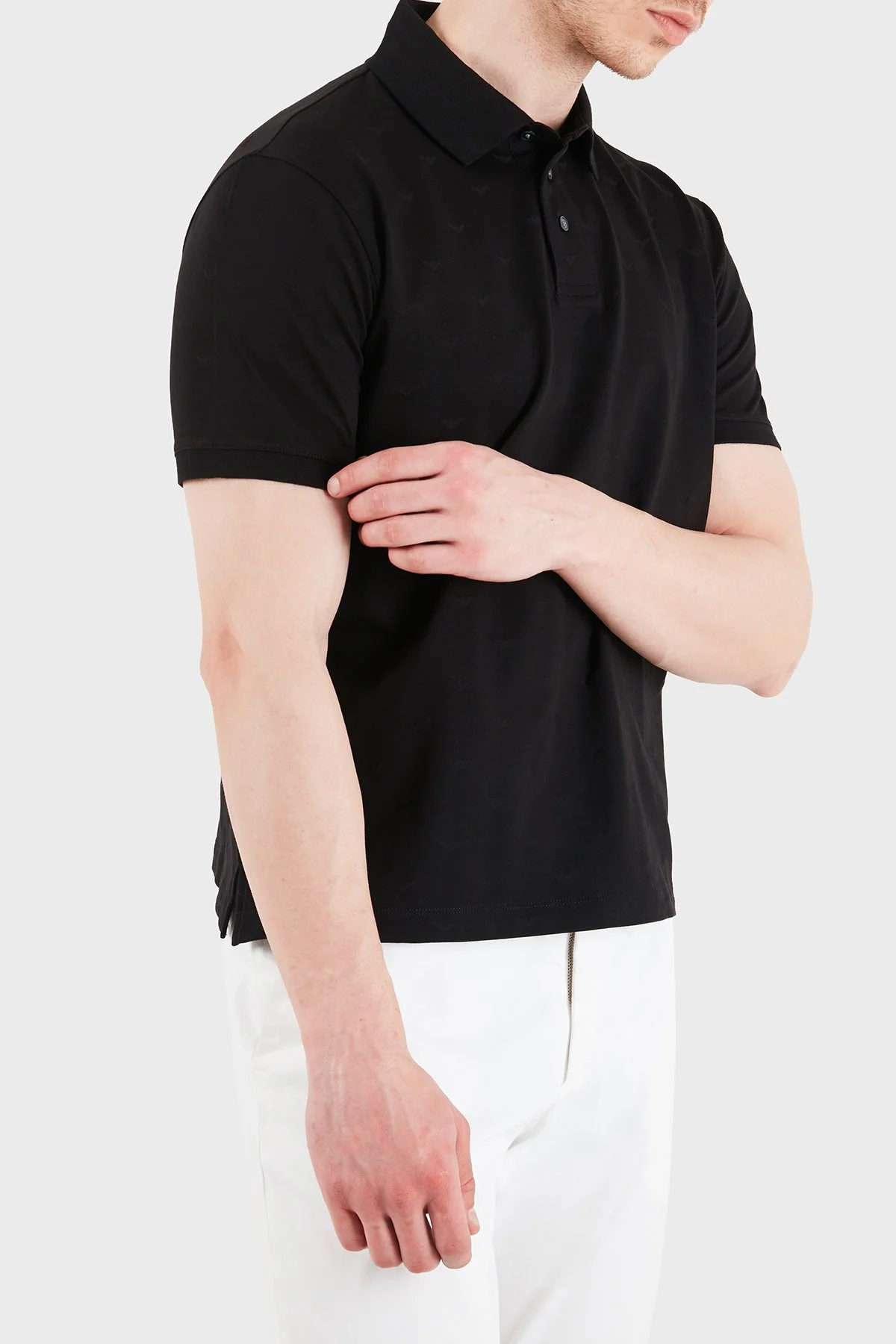 Emporio Armani Tamamı Logolu Pamuklu Slim Fit Düğmeli Erkek Polo EM004912 AF10762 FC346 SİYAH - 6