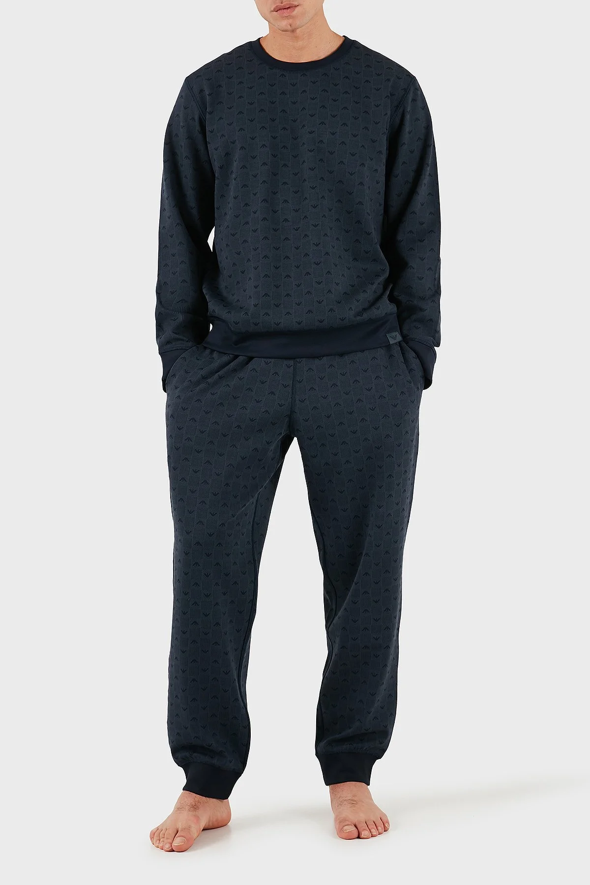 Emporio Armani Tamamı Logolu Regular Fit Bisiklet Yaka Erkek Sweat EM000520 AF14992 FB056 MAVİ - 2