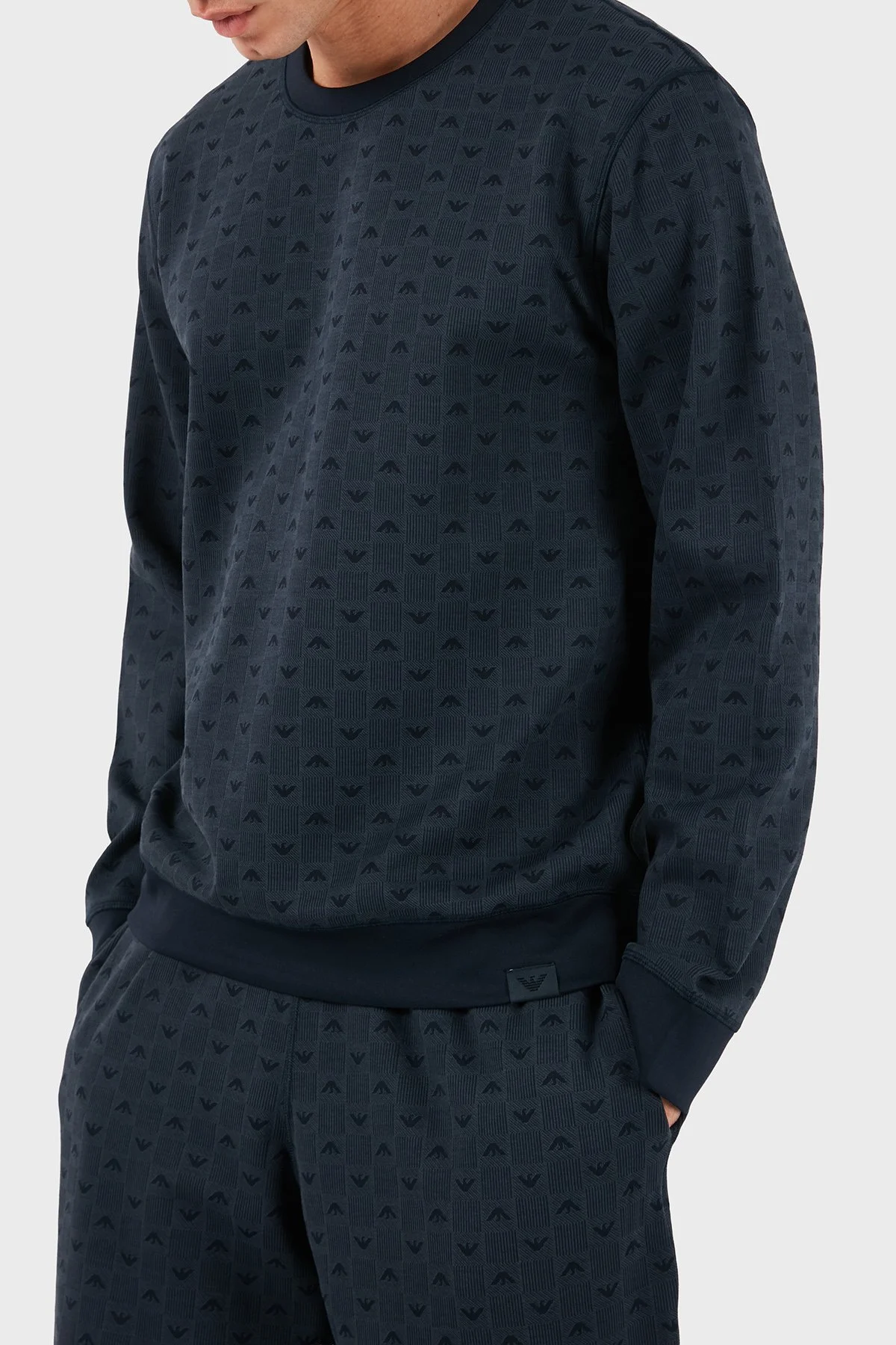 Emporio Armani Tamamı Logolu Regular Fit Bisiklet Yaka Erkek Sweat EM000520 AF14992 FB056 MAVİ - 4