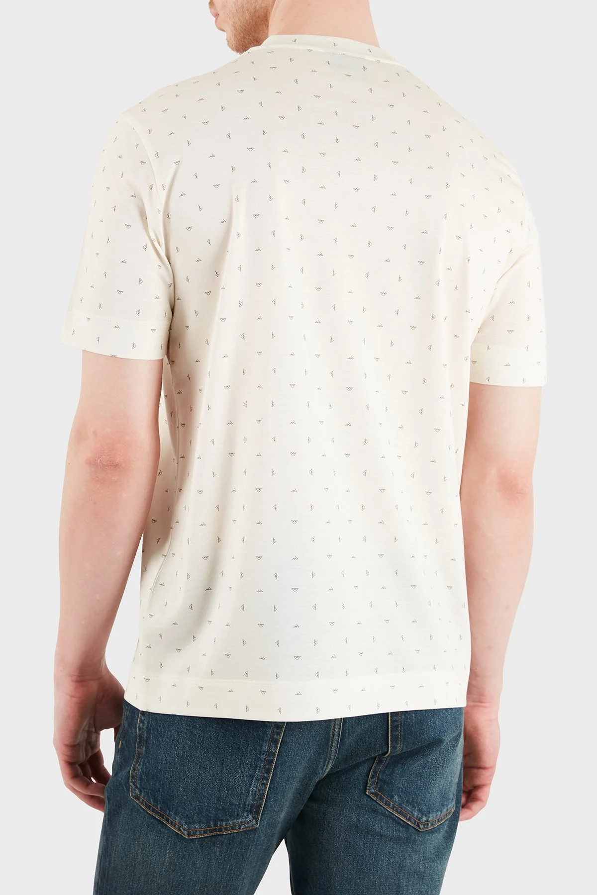 Emporio Armani Tamamı Logolu Regular Fit Bisiklet Yaka Erkek T Shirt EM005270 AF24857 F1198 EKRU - 2