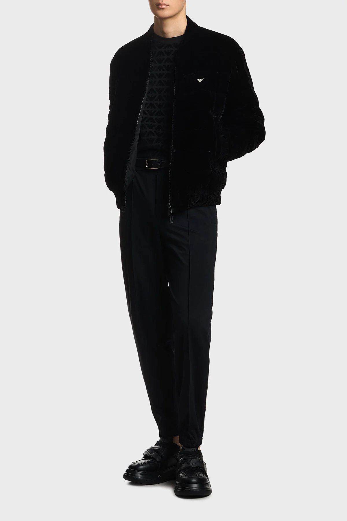 Emporio Armani Tamamı Logolu Regular Fit Bisiklet Yaka Erkek T Shirt EM005343 AF10017 FC307 SİYAH - 2