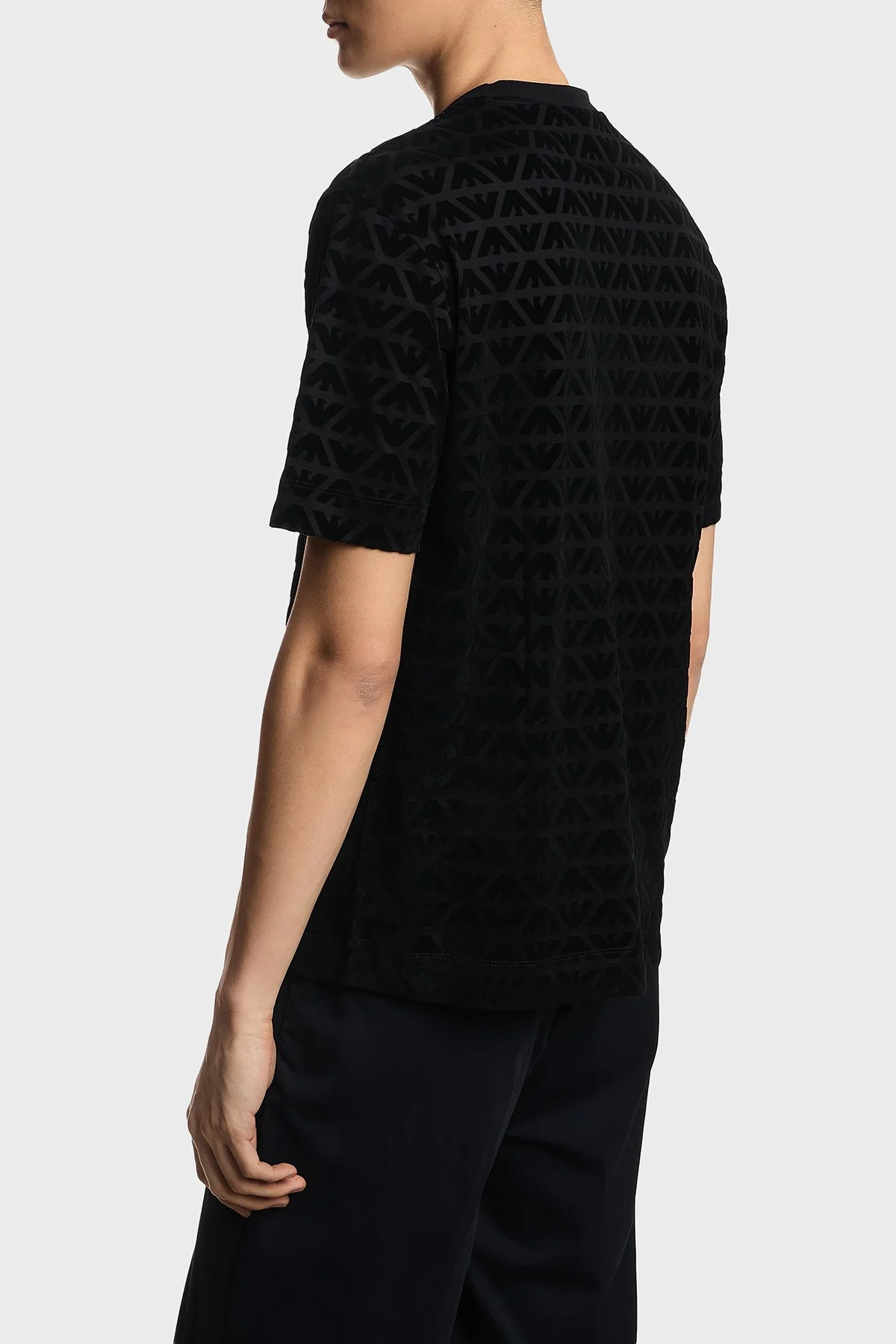 Emporio Armani Tamamı Logolu Regular Fit Bisiklet Yaka Erkek T Shirt EM005343 AF10017 FC307 SİYAH - 3