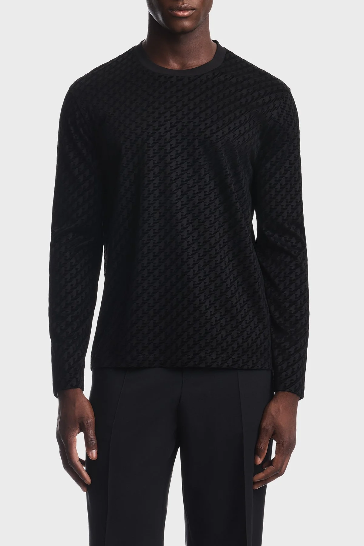 Emporio Armani Tamamı Logolu Regular Fit Bisiklet Yaka Erkek T Shirt EM007338 AF10017 FC375 Siyah - 1