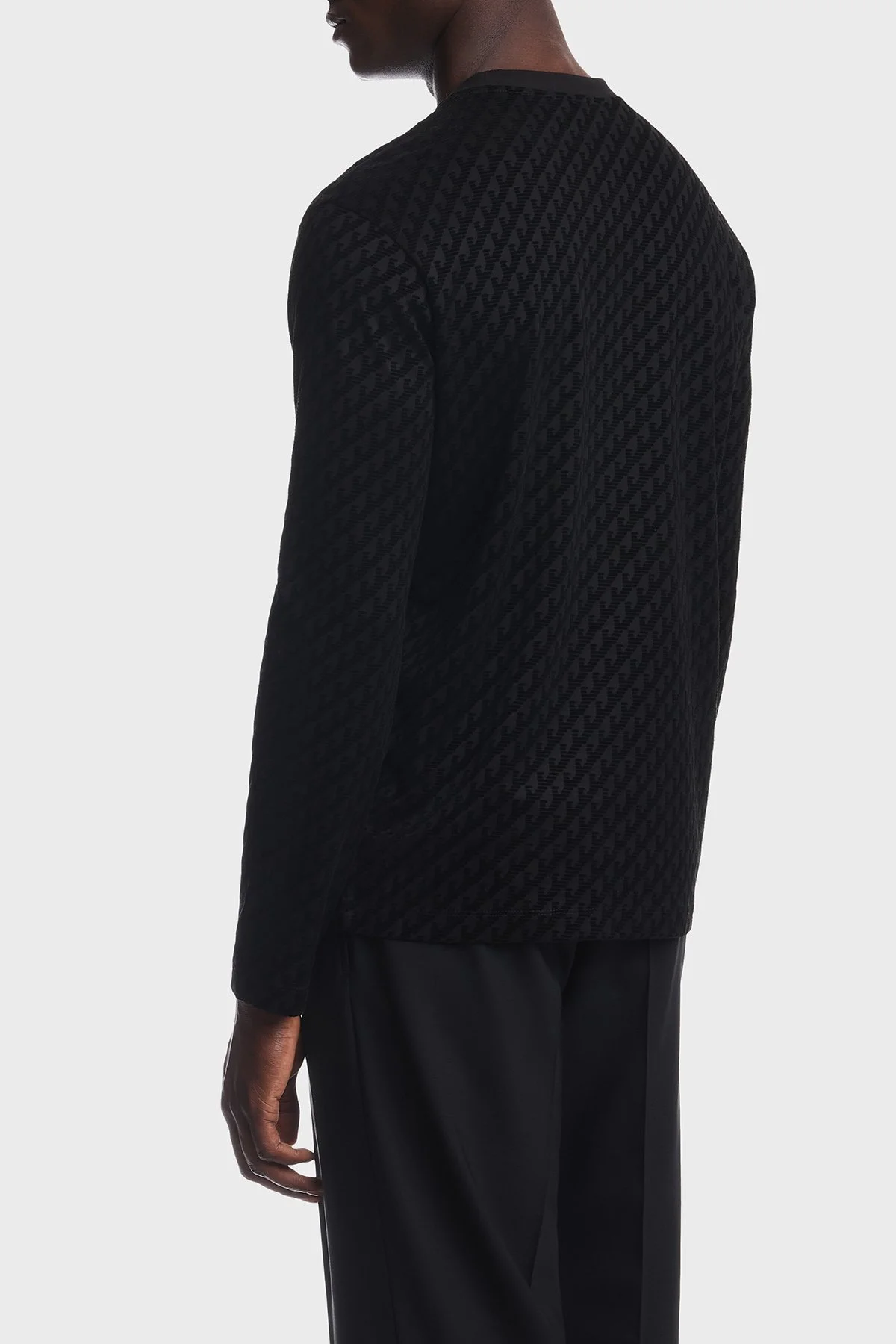 Emporio Armani Tamamı Logolu Regular Fit Bisiklet Yaka Erkek T Shirt EM007338 AF10017 FC375 Siyah - 3