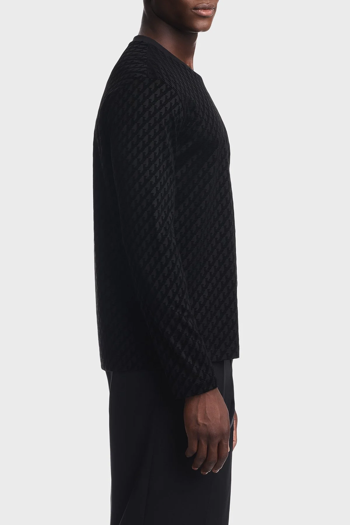 Emporio Armani Tamamı Logolu Regular Fit Bisiklet Yaka Erkek T Shirt EM007338 AF10017 FC375 Siyah - 4