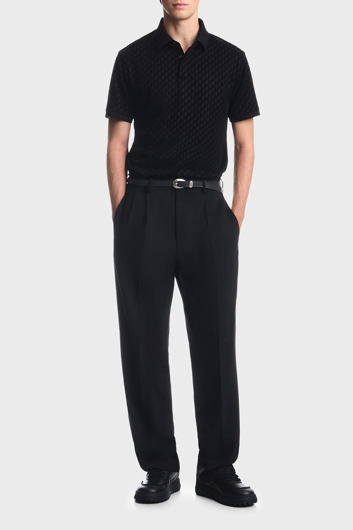 Emporio Armani Tamamı Logolu Regular Fit Düğmeli Erkek Polo EM007339 AF10017 FC375 Siyah - 2