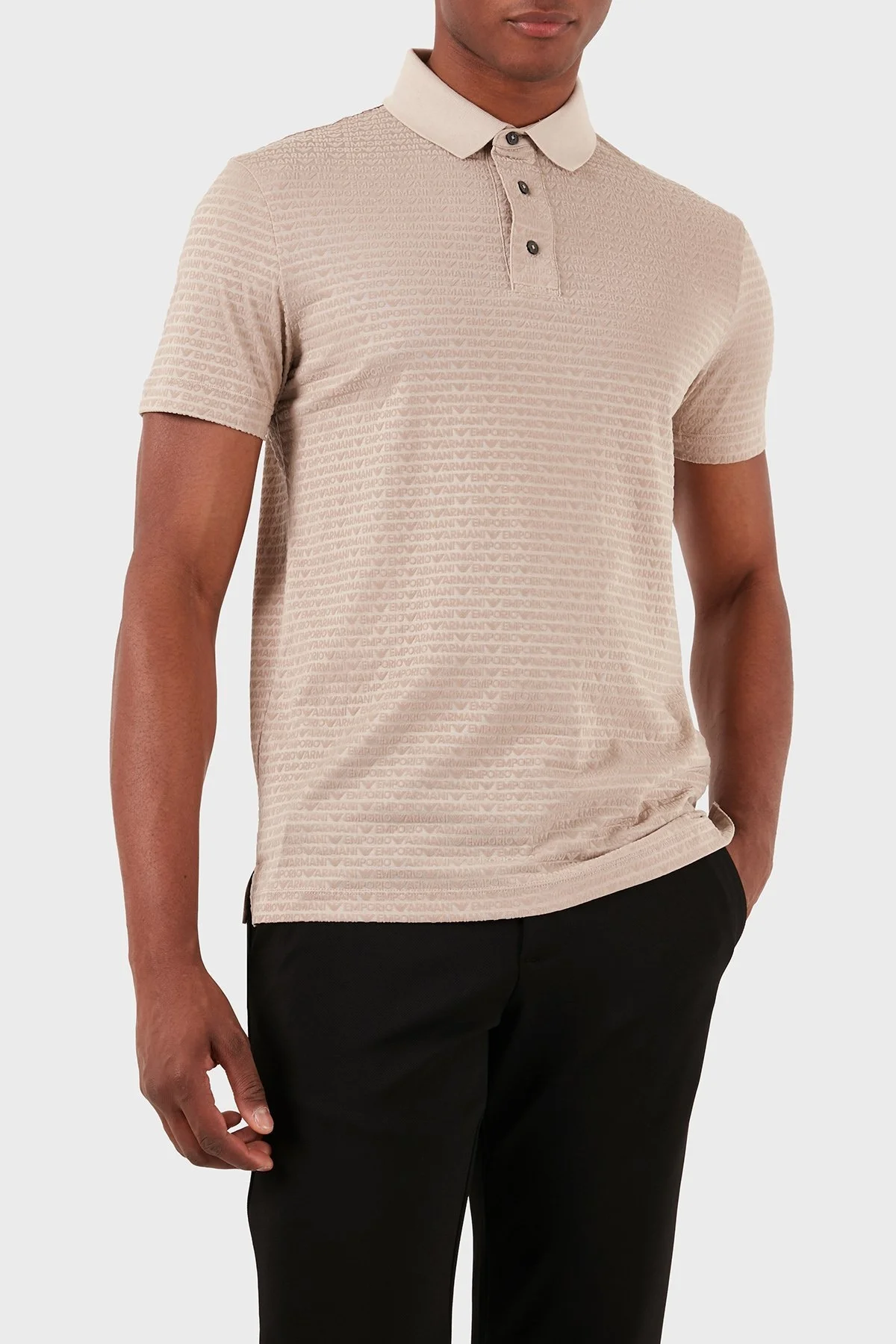 Emporio Armani Tamamı Logolu Regular Fit Erkek Polo Yaka T Shirt 3D1FS0 1JUVZ 01M5 BEJ - 7