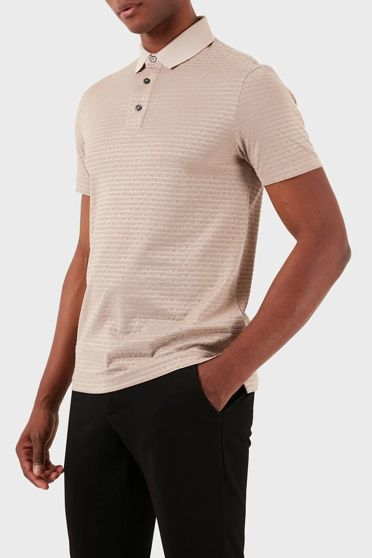 Emporio Armani Tamamı Logolu Regular Fit Erkek Polo Yaka T Shirt 3D1FS0 1JUVZ 01M5 BEJ - 8