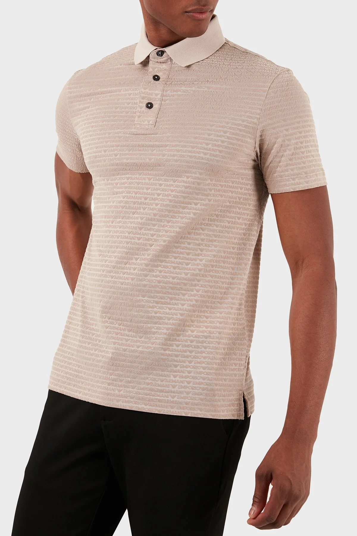 Emporio Armani Tamamı Logolu Regular Fit Erkek Polo Yaka T Shirt 3D1FS0 1JUVZ 01M5 BEJ - 10