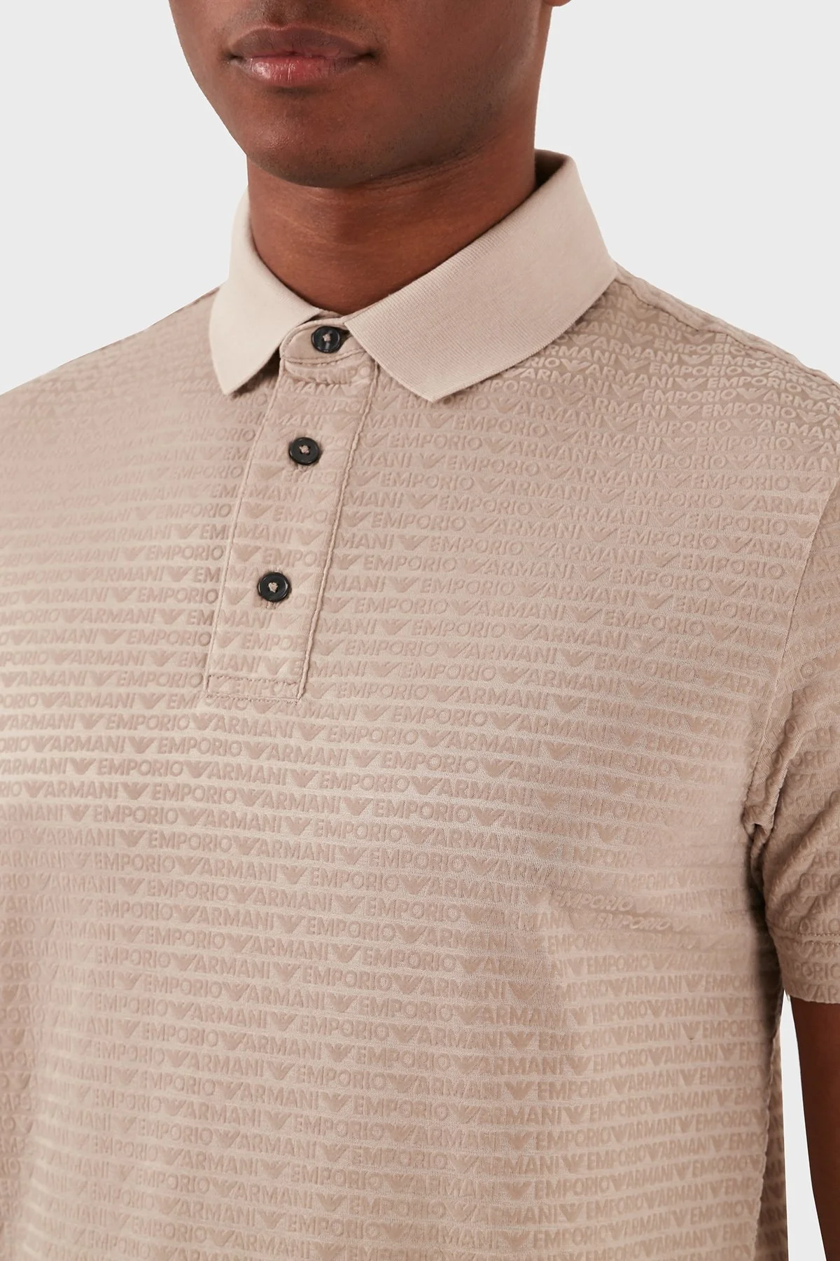 Emporio Armani Tamamı Logolu Regular Fit Erkek Polo Yaka T Shirt 3D1FS0 1JUVZ 01M5 BEJ - 11