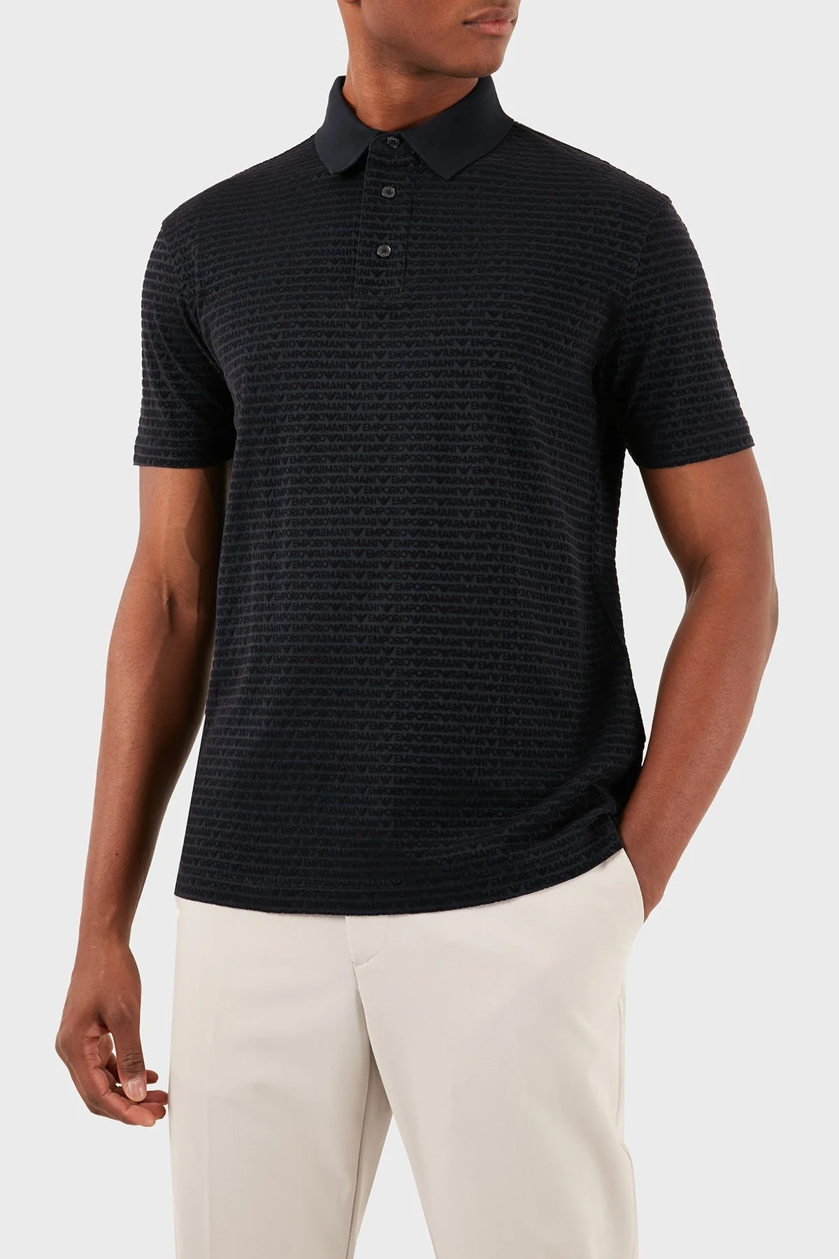 Emporio Armani Tamamı Logolu Regular Fit Erkek Polo Yaka T Shirt 3D1FS0 1JUVZ 0920 LACİVERT - 1
