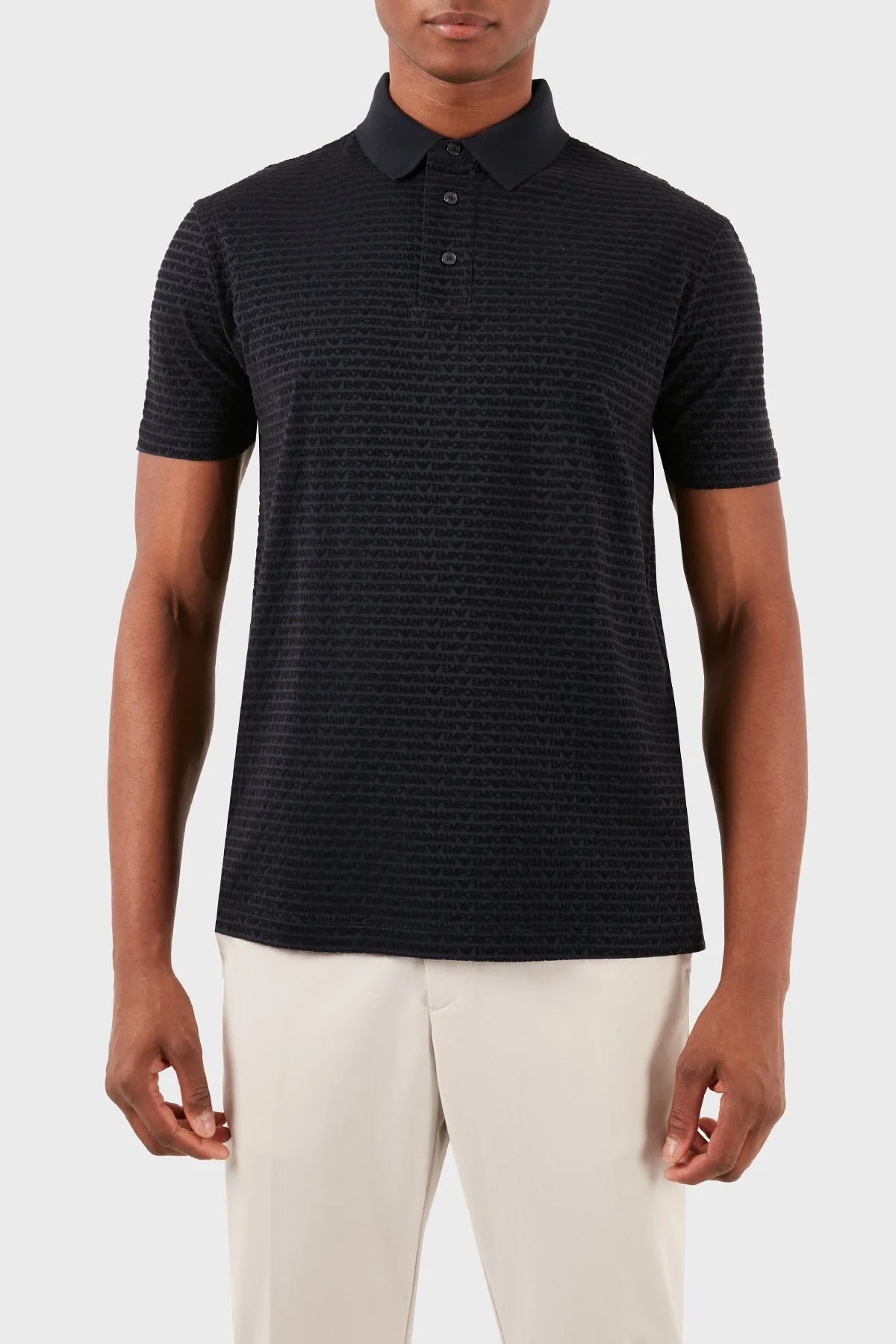 Emporio Armani Tamamı Logolu Regular Fit Erkek Polo Yaka T Shirt 3D1FS0 1JUVZ 0920 LACİVERT - 4