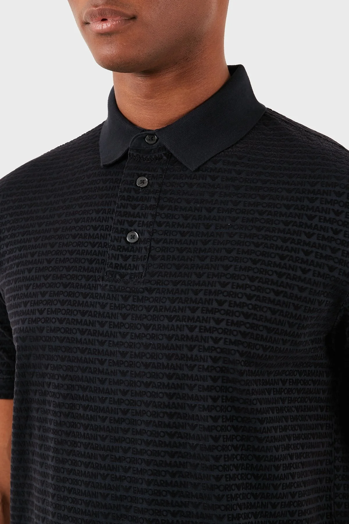 Emporio Armani Tamamı Logolu Regular Fit Erkek Polo Yaka T Shirt 3D1FS0 1JUVZ 0920 LACİVERT - 5