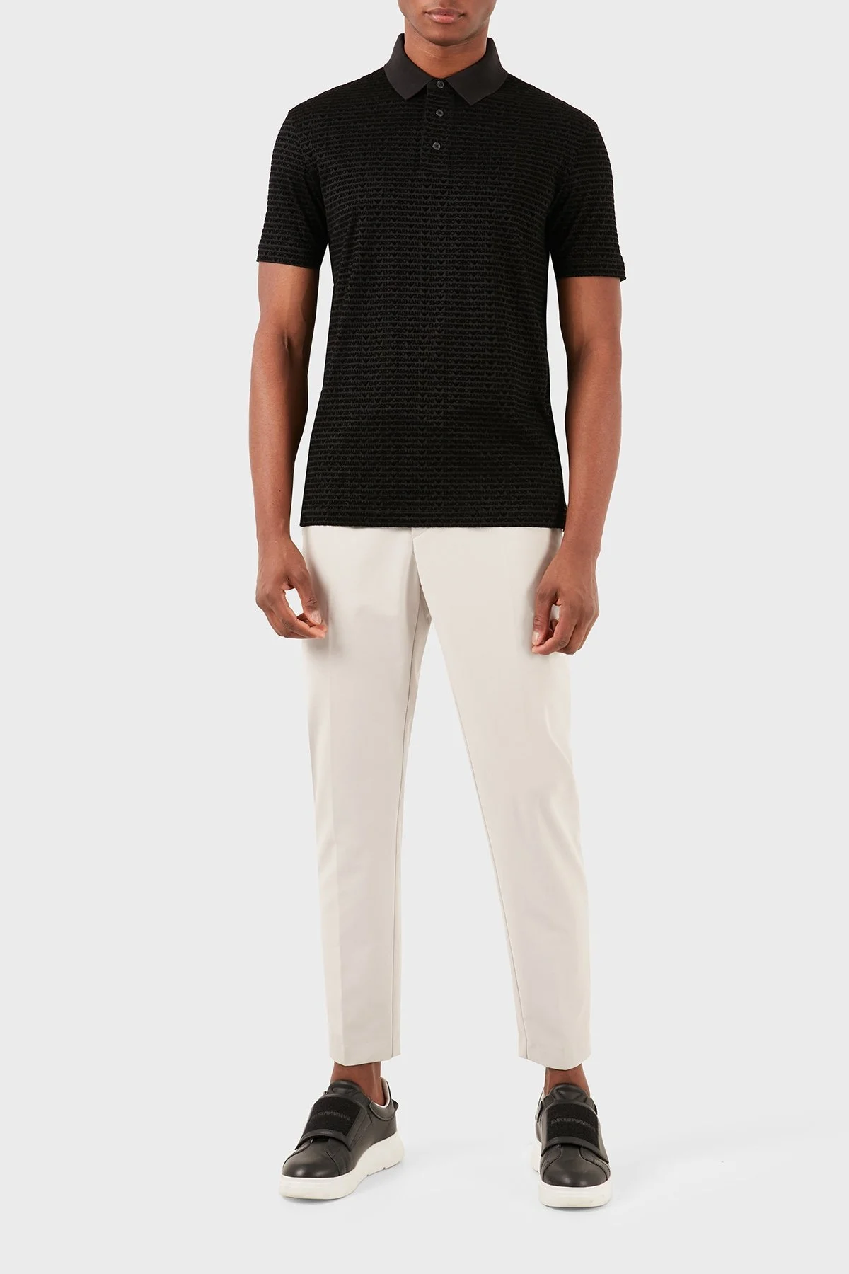 Emporio Armani Tamamı Logolu Regular Fit Erkek Polo Yaka T Shirt 3D1FS0 1JUVZ 0999 SİYAH - 3