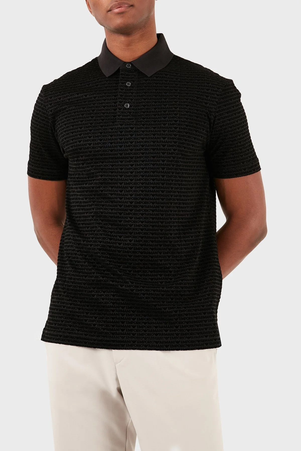 Emporio Armani Tamamı Logolu Regular Fit Erkek Polo Yaka T Shirt 3D1FS0 1JUVZ 0999 SİYAH - 6