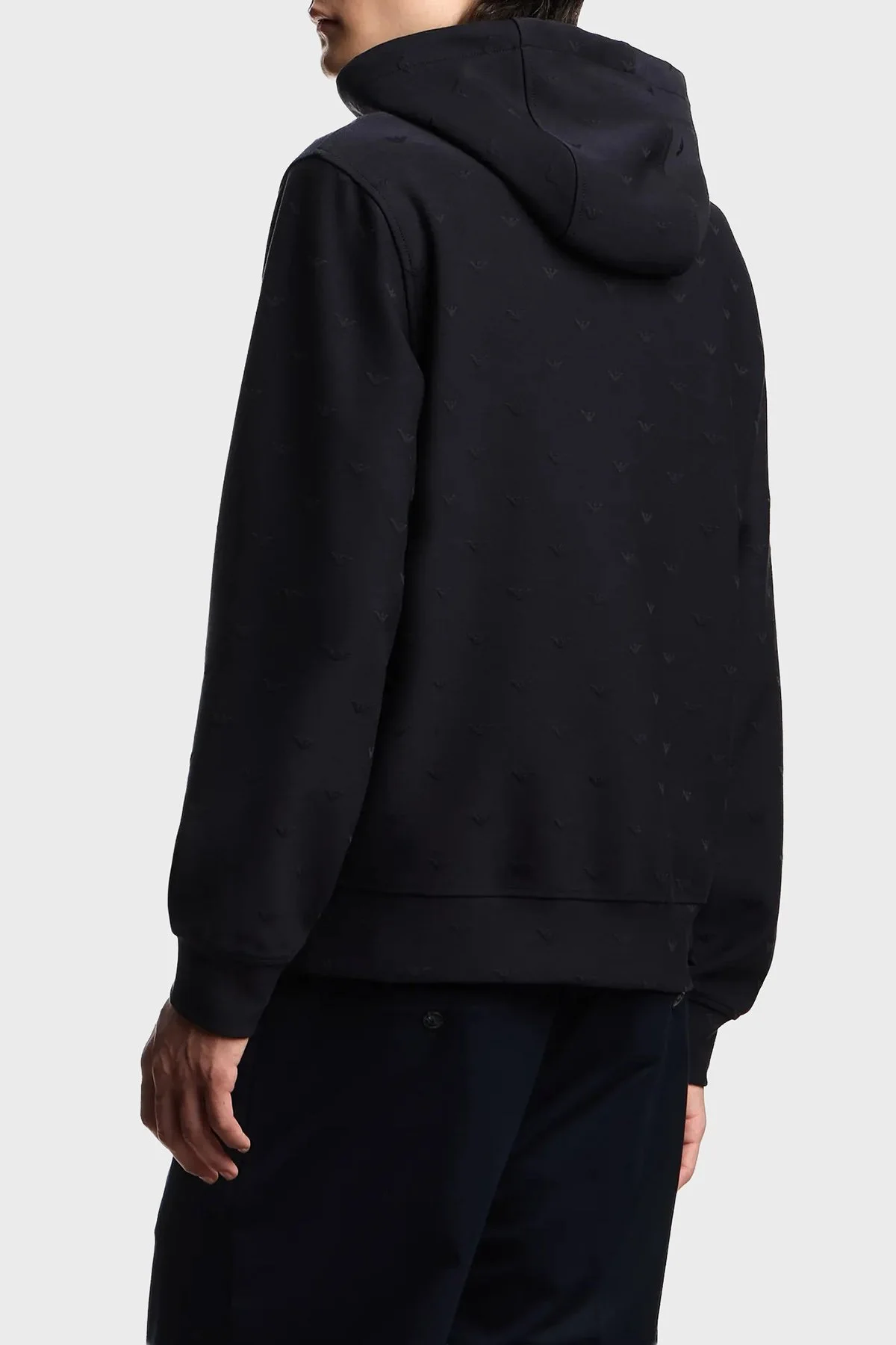 Emporio Armani Tamamı Logolu Regular Fit Kapüşonlu Fermuarlı Erkek Sweat EM004867 AF13700 FB469 LACİVERT - 3