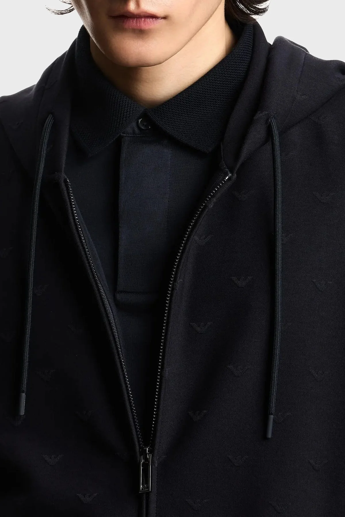 Emporio Armani Tamamı Logolu Regular Fit Kapüşonlu Fermuarlı Erkek Sweat EM004867 AF13700 FB469 LACİVERT - 4