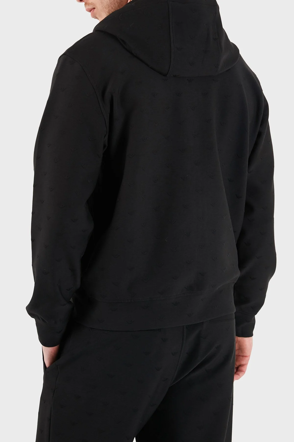 Emporio Armani Tamamı Logolu Regular Fit Kapüşonlu Fermuarlı Erkek Sweat EM004867 AF13700 FC322 SİYAH - 3