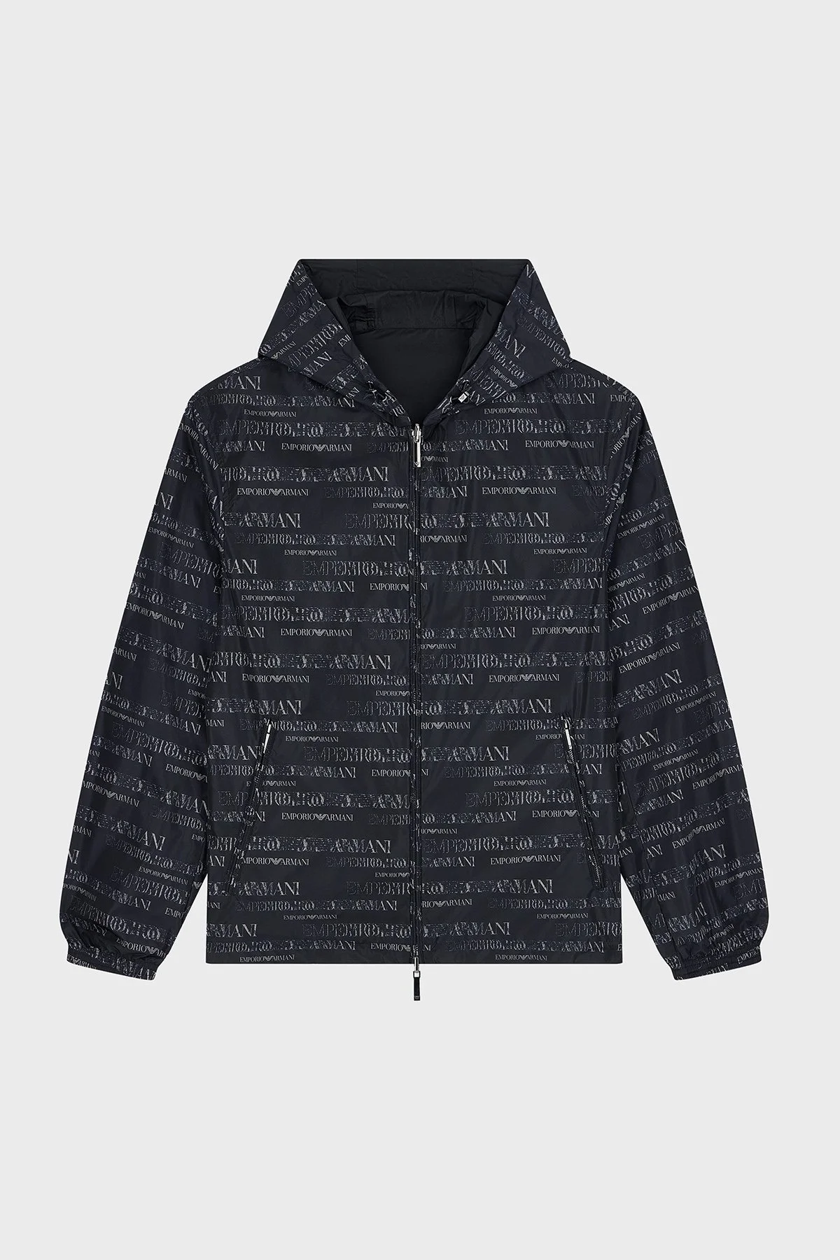 Emporio Armani Tamamı Logolu Suya Dayanıklı Kapüşonlu Erkek Ceket EM006751 AF12021 FB516 Lacivert - 5