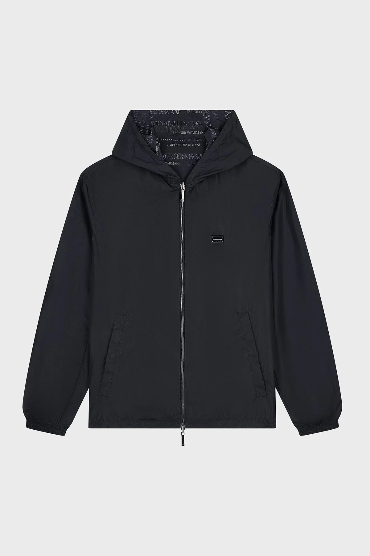 Emporio Armani Tamamı Logolu Suya Dayanıklı Kapüşonlu Erkek Ceket EM006751 AF12021 FB516 Lacivert - 7